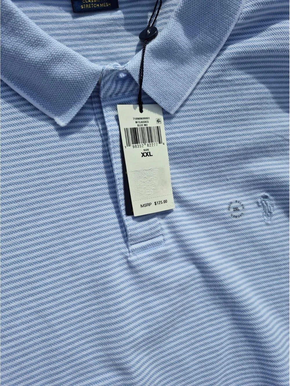Ralph Lauren Mens Classic Soft Cotton Golf Polo Shirt 2XL XXLBlue White $125 MSR
